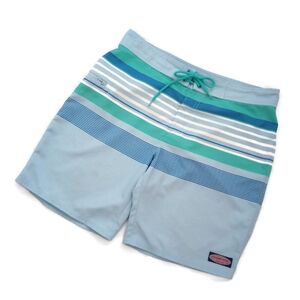 Vineyard Vines Men's Size 33 Swim Board Shorts Turquoise Blue White Striped